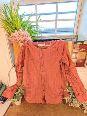 LOFT Women's Coral Silk/Cotton Button-Front Tunic